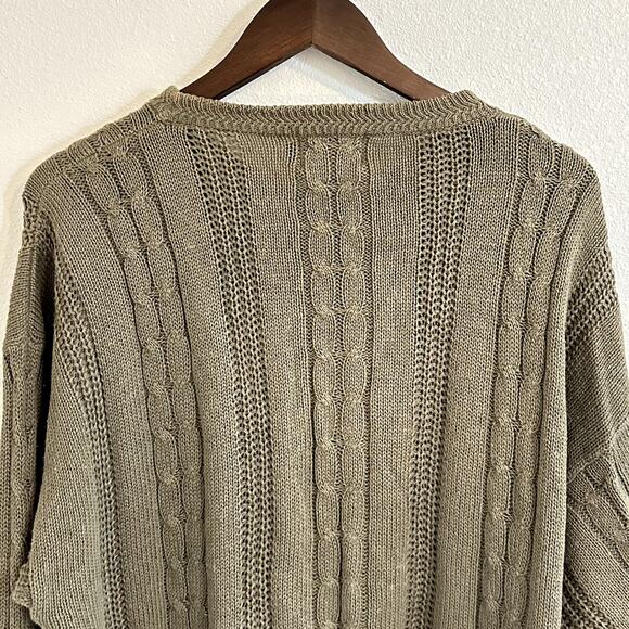 VTG BOSTON TRADERS Cable Knit Cotton Blend Grandpa Sweater Size L Indie Eclectic - Picture 7 of 11
